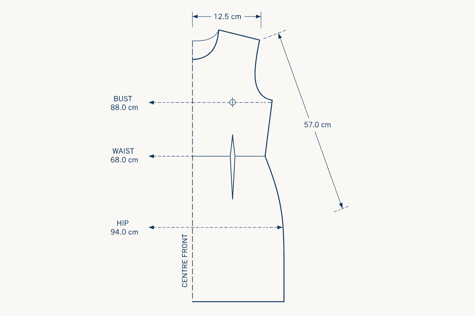 Technical line drawing of the Shoulder Block