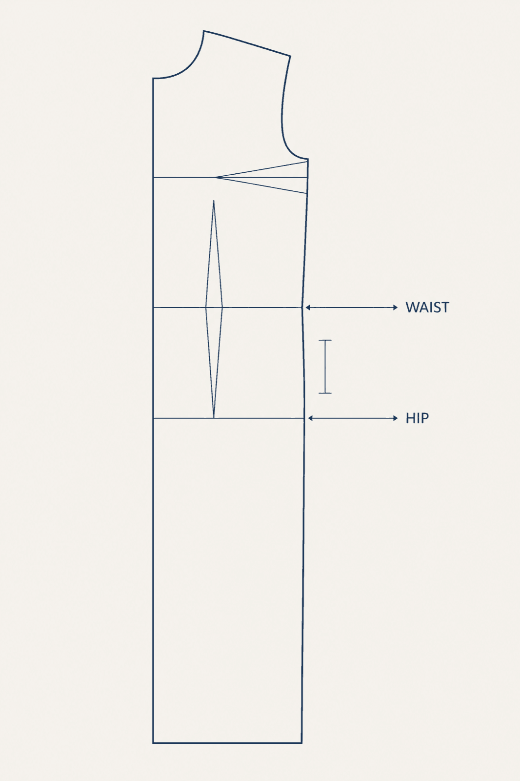 Technical line drawing of the Straight Block