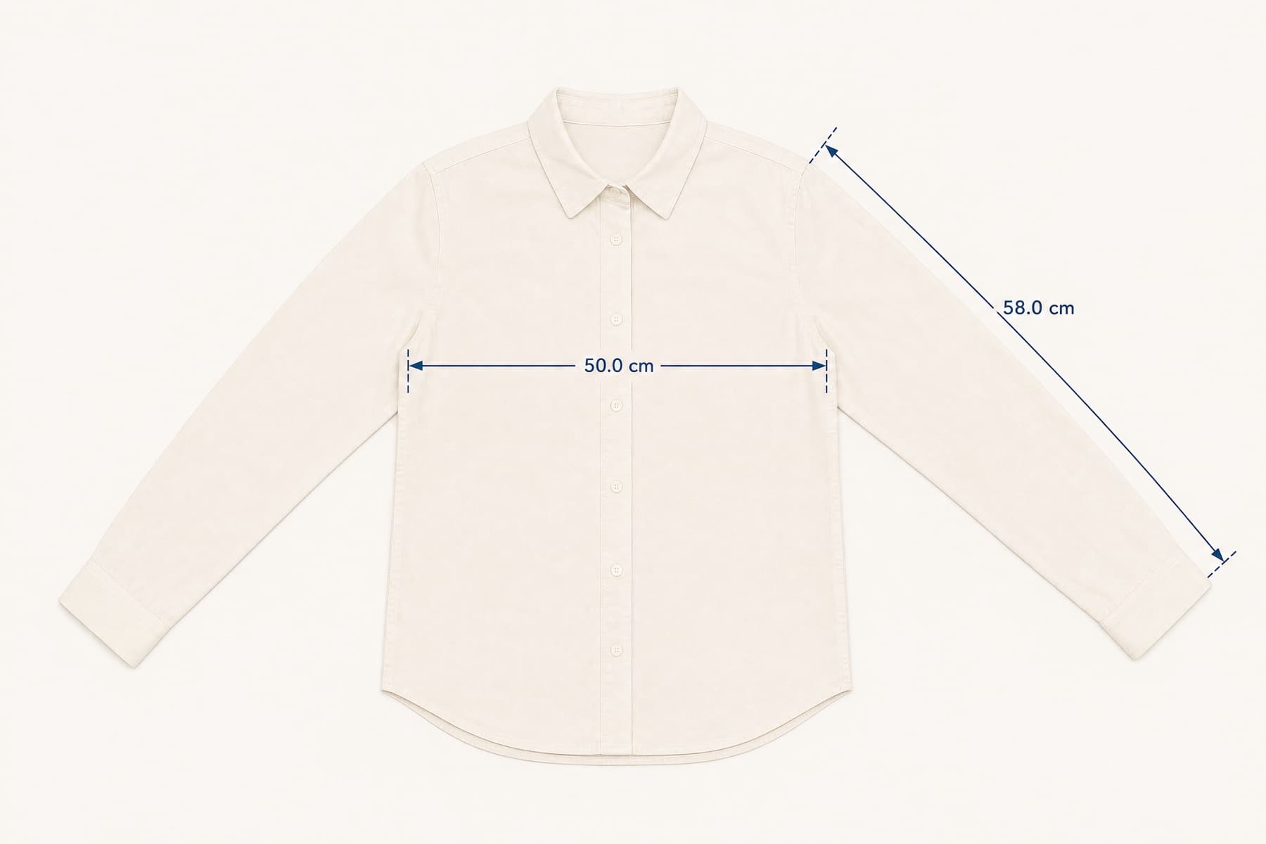 Straight Shirt laid flat with its key measurements marked