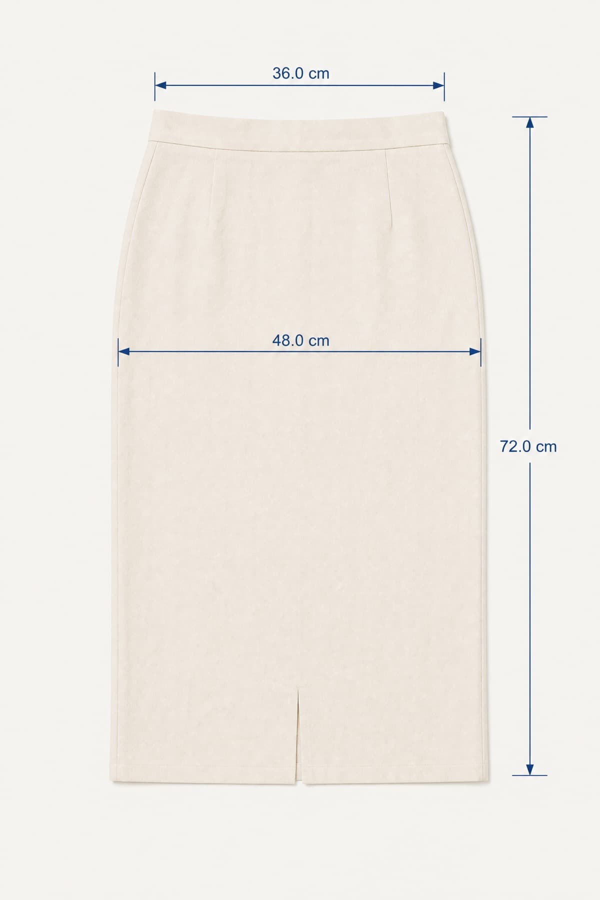 Straight Skirt laid flat with its key measurements marked in centimetres