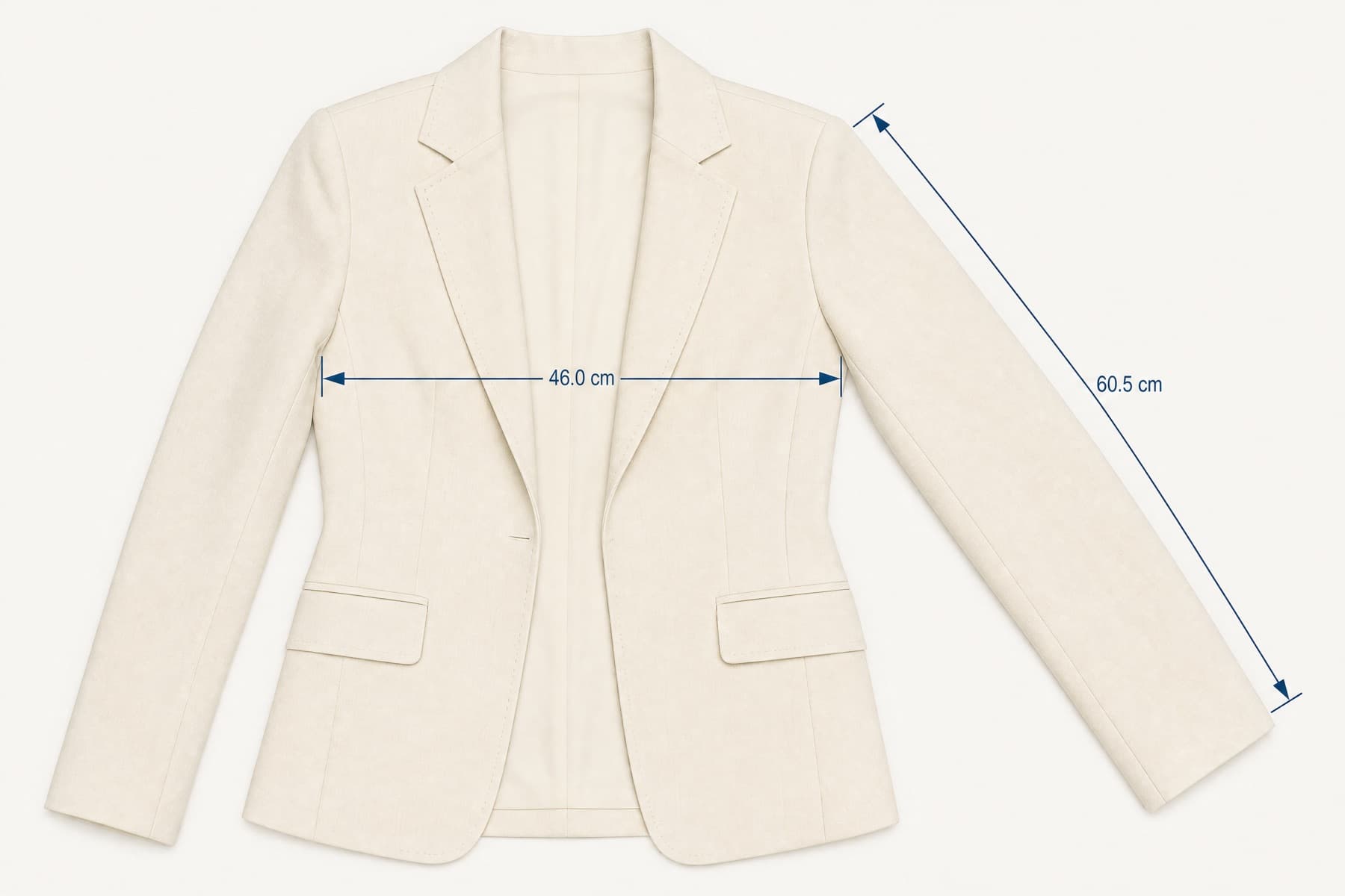 Straight Premium laid flat with its key measurements marked in centimetres