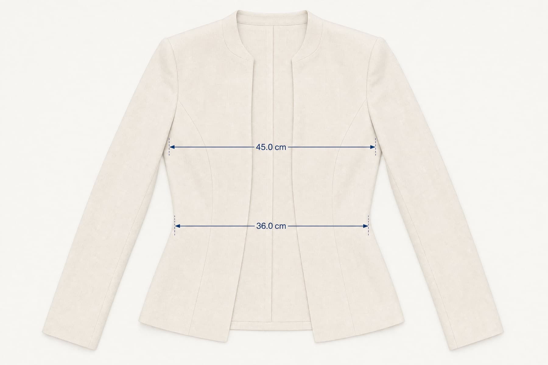 Curved Premium laid flat with its key measurements marked in centimetres