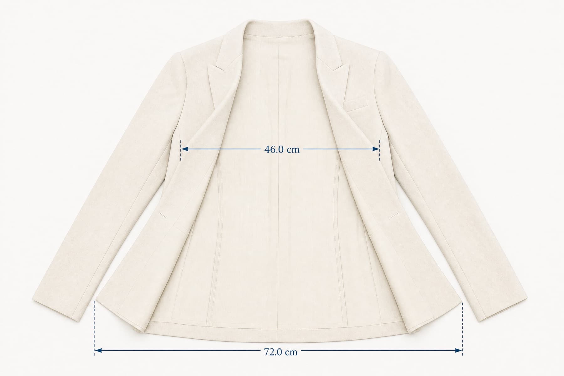 Wide-Curve Premium laid flat with its key measurements marked in centimetres