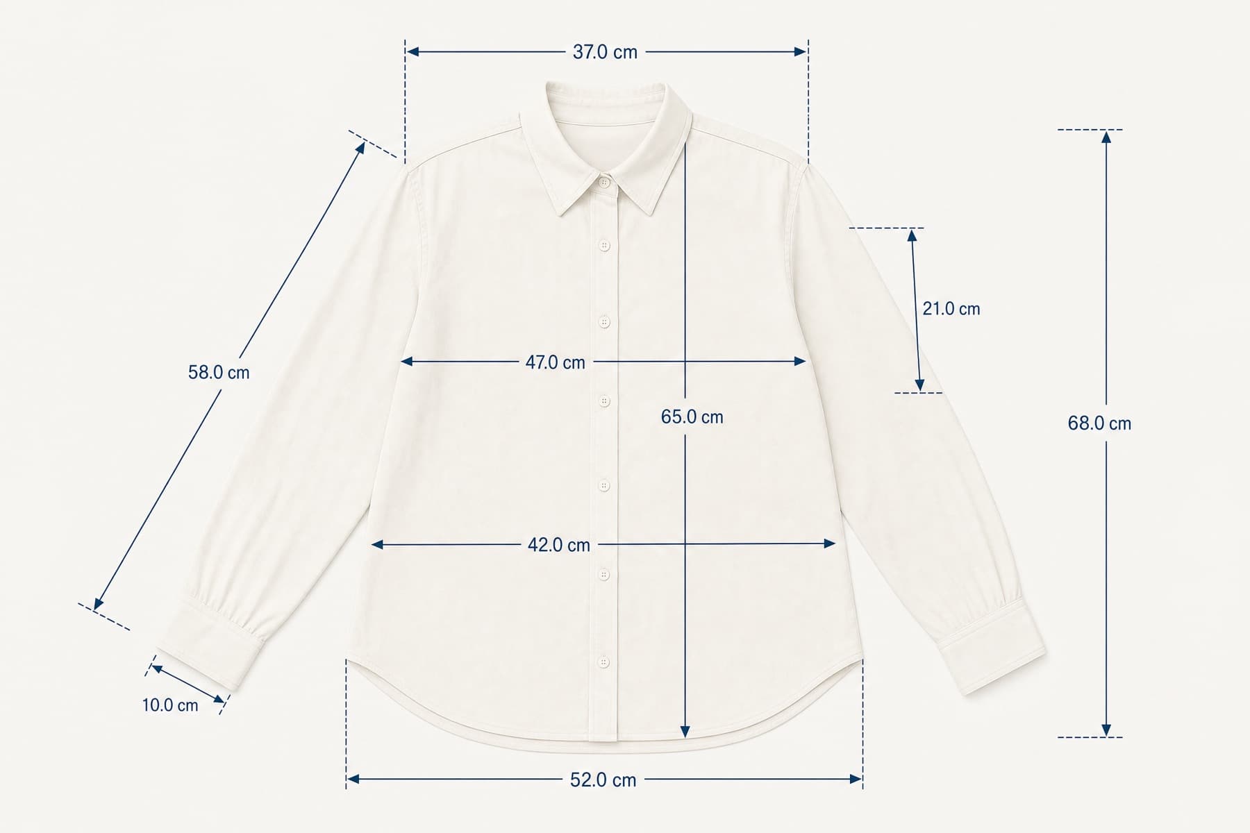 Shoulder Shirt 36 laid flat with the shoulder measurement marked