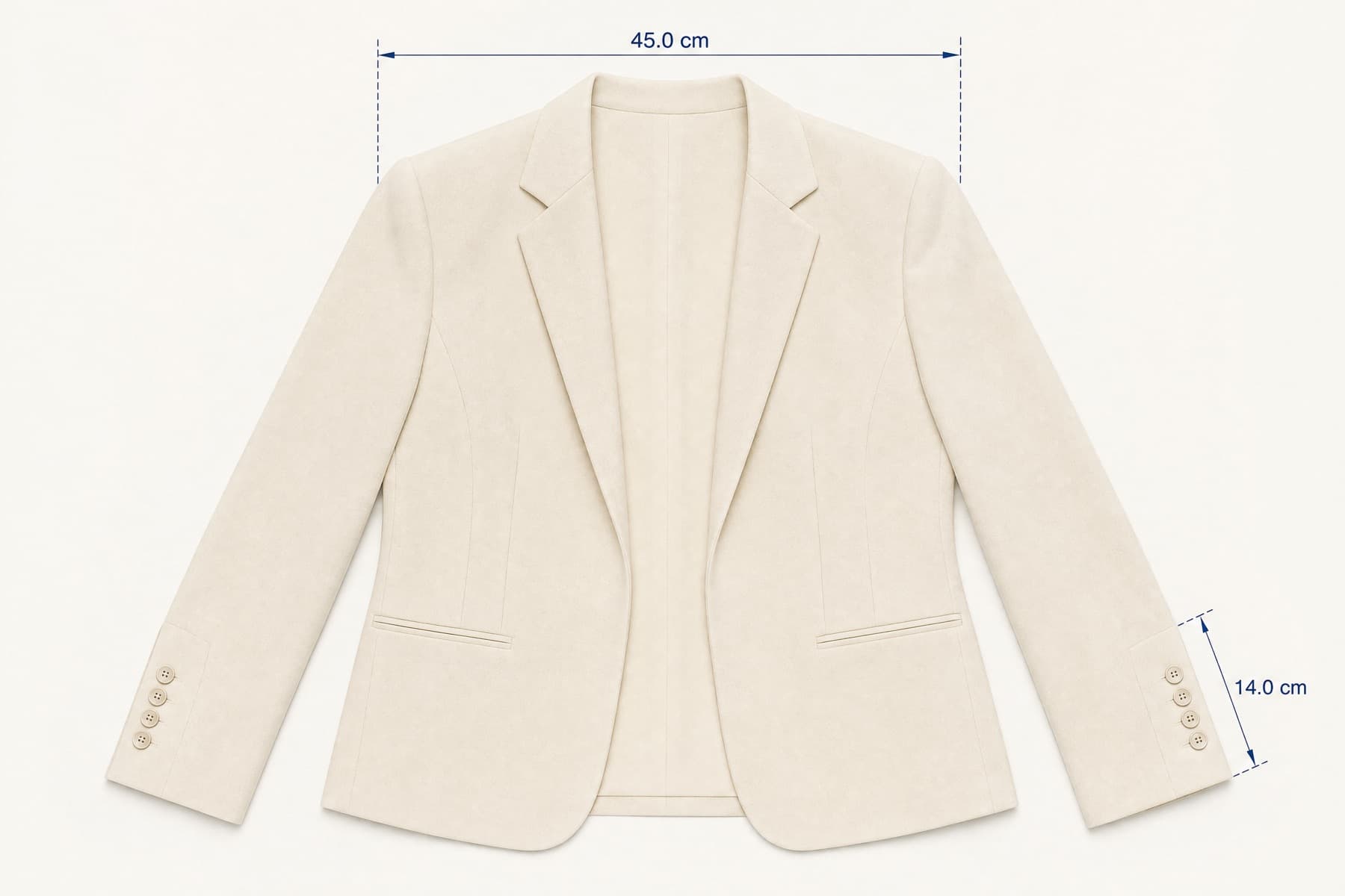 Shoulder Premium 42 laid flat with its key measurements marked in centimetres
