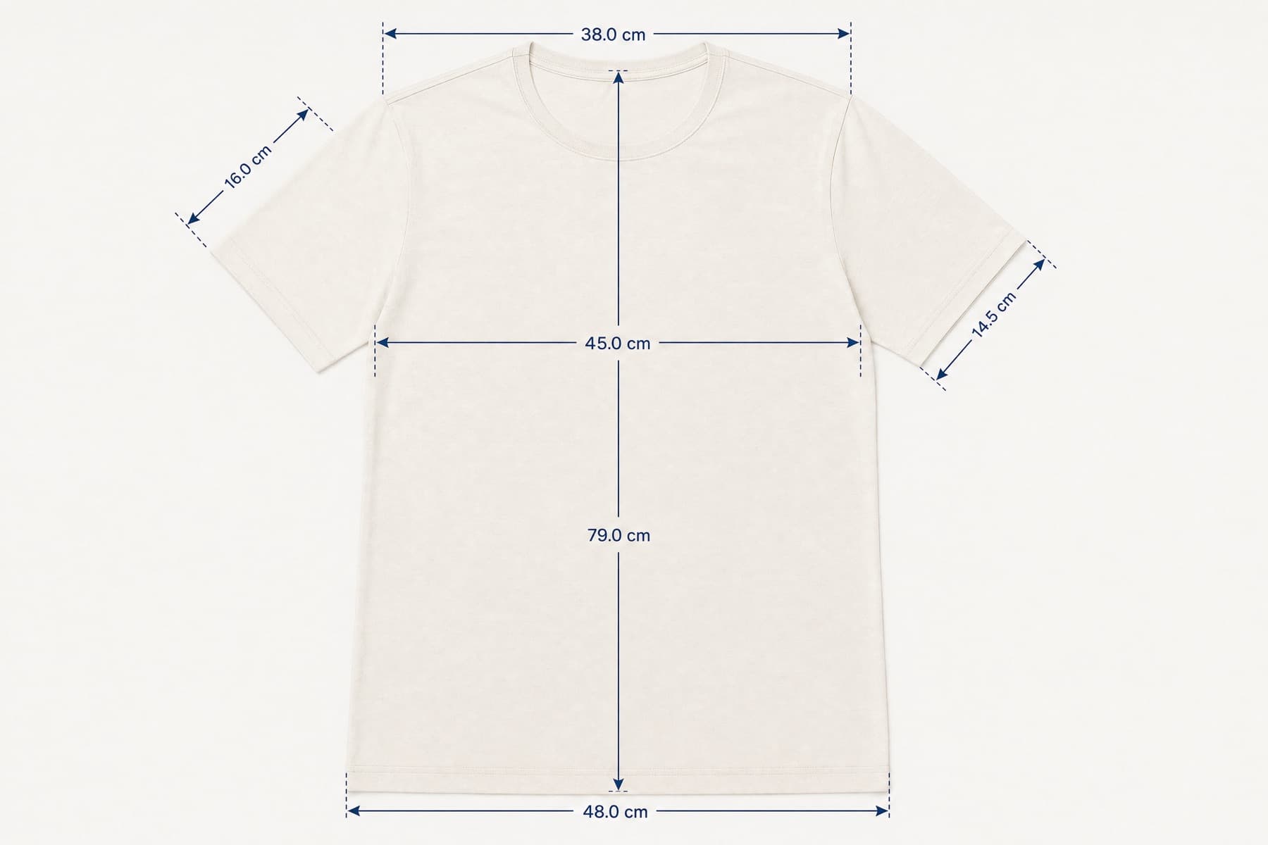 Body Long +5 laid flat with its key measurements marked in centimetres